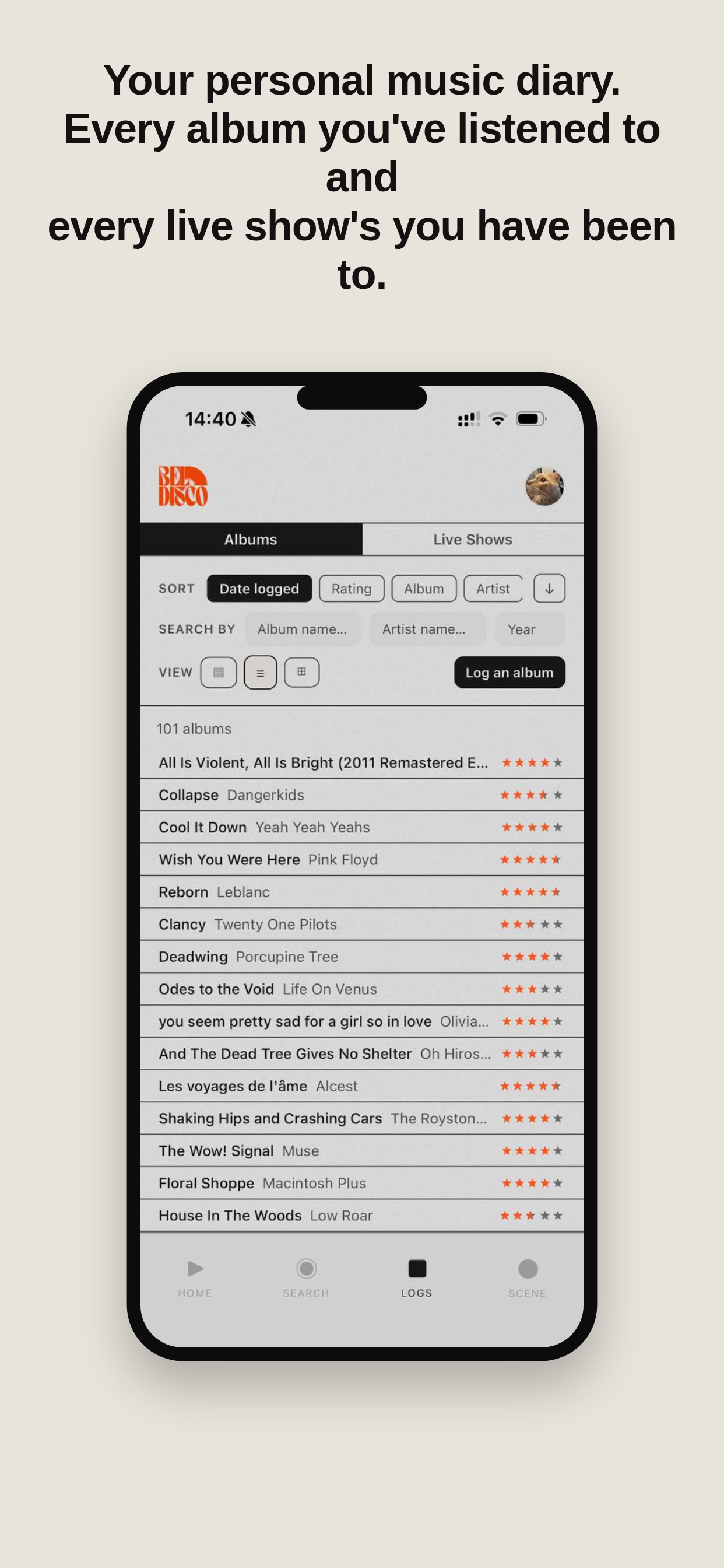 Your music diary and live shows